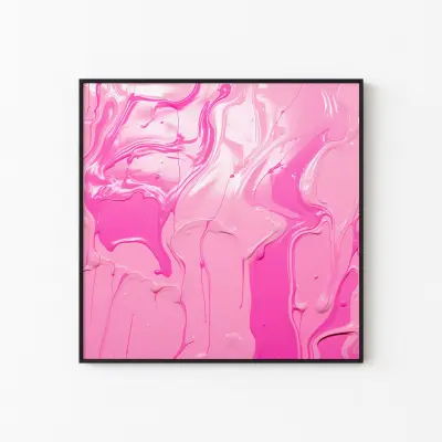 Pink Paint Spill Poster Barbie Pink Art Print Wall Decor Abstract Vertical Framed Digital