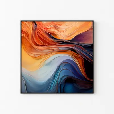 Abstract Oil Painting Poster Lines from Blue to Orange Wall Art