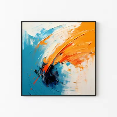 Abstract Art Poster Orange Blue Brushstrokes Oil Painting Print Digital Download