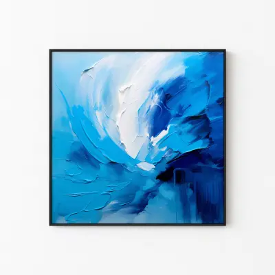 Abstract Poster Blue Oil Clouds Art Print Wall Art Modern Home Office Decoration Digital