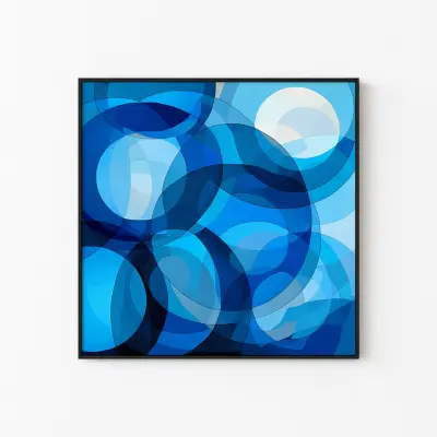 Abstract Poster Blue Circles Geometric Shapes Minimalist Art Print Modern Scandinavian Wall Art