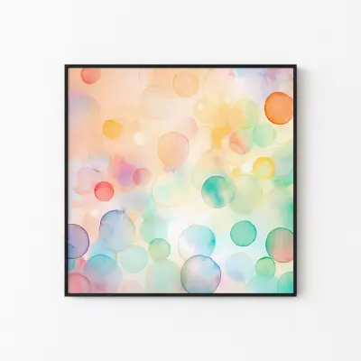 Abstract Watercolor Drops Poster Wall Art Print Modern Digital Download Framed