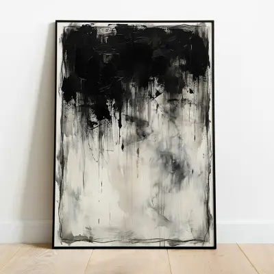 Abstract Expressionist Wall Art, Black and White Minimalist Print, Modern Painting