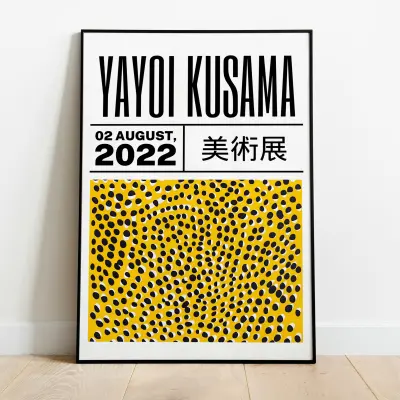 Yayoi Kusama Exhibition Poster Japanese Wall Art Abstract Framed Canvas Art Print Minimalist