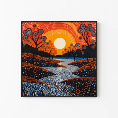 Yayoi Kusama Poster Sunset Japanese Gallery Wall Art Modern Wall Decor Abstract Yayoi Kusama Design