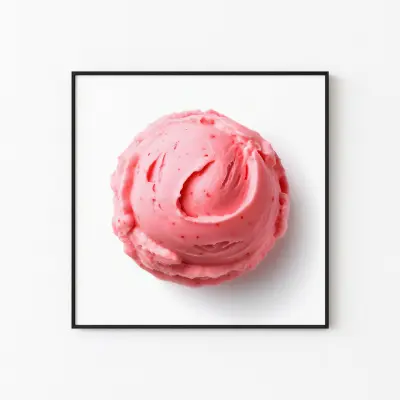 Strawberry Ice Cream Poster Vibrant Wall Art Sweet Summer Treat Theme Ideal for Kitchen and Cafe Fruit Lovers Artwork