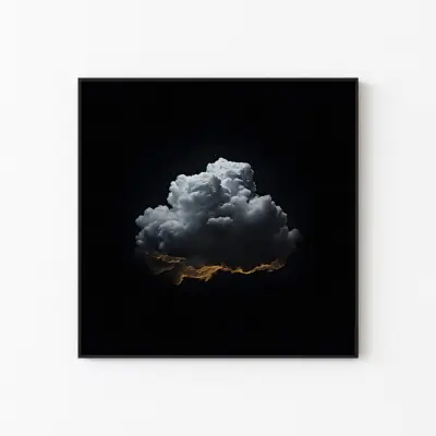 Wall Art Dark Night Clouds Abstract Indigo Blue Black Art Print