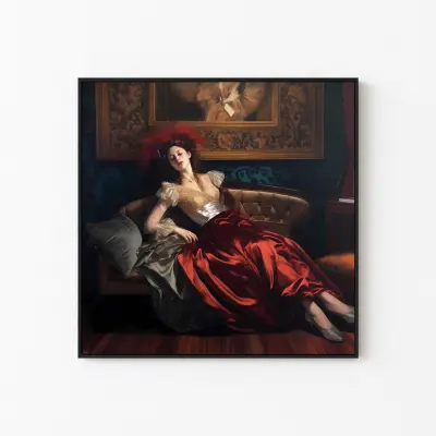 Decadent Young Woman 3 Painting Vintage Poster Print Art Nouveau Wall Art Decor