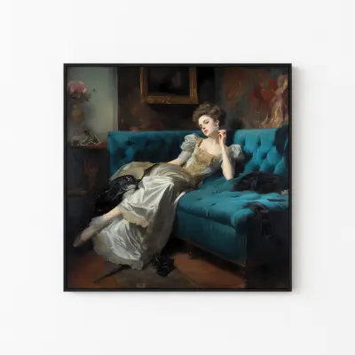 Decadent Young Woman 2 Painting Vintage Poster Wall Decor Art Print