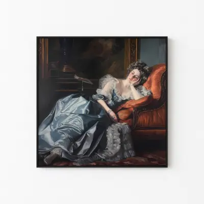 Decadent Young Woman Painting Vintage Poster Wall Decor Art Print for Home