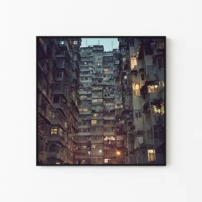 Kowloon Walled City Retro Photo Poster Hong Kong Asian Architecture Highrise Art