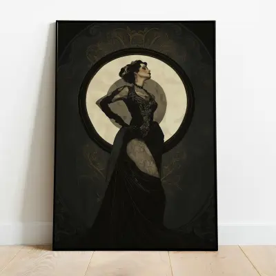 Art Nouveau Goddess Poster Alphonse Mucha Dark Gothic Queen Classical Art Print