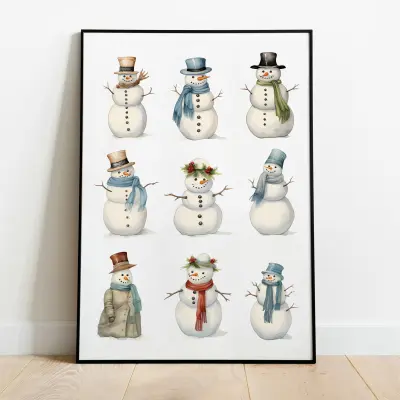 snowman lover victorian era art collection poster vintage style print decor