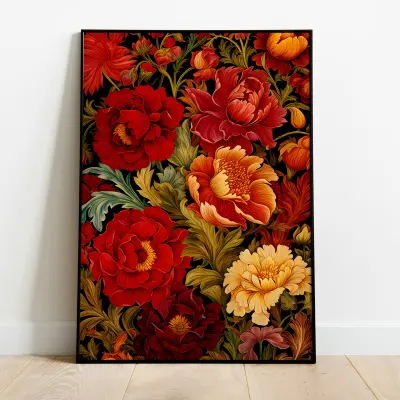 William Morris Style Poster Floral Carpet Pattern Vintage Art Print Art Nouveau Wall Art