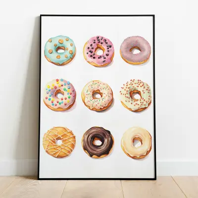 Donut Lover Poster Victorian Art Vintage Style Art Print Wall Decor