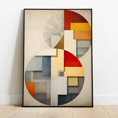 Bauhaus Poster Golden Ratio Geometric Wall Art Fibonacci Spiral Minimalist Print Abstract Design