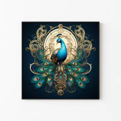 Peacock Illustration Poster Royal Peacock Design Art Print for Home