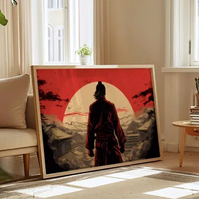 Samurai Poster Japanese Woodblock Style Edo Period Wall Art Art Print