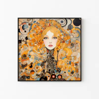 Gustav Klimt Style Poster Porcelain Face Art Print Art Nouveau Wall Decor