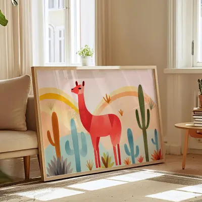 Llama Poster Print Nursery Wall Art Llama Decor Kids Room Art Gift