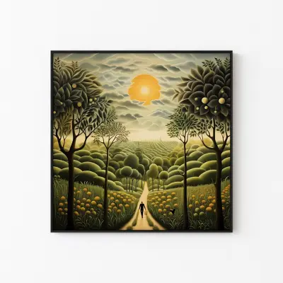 Green Alley Henri Rousseau Style Poster Exotic Jungle Art Print Naive Painting Nature Wall Decor