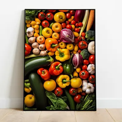 Fresh Vegetable Poster Print Kitchen Wall Art Decor Botanical Garden Illustration