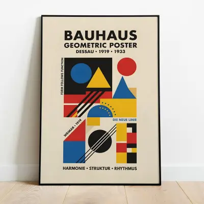 Bauhaus Geometric Poster Mid-Century Modern Wall Art Minimalist Print Retro Design Home Decor