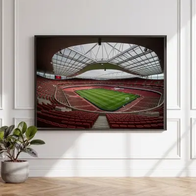 Emirates Stadium Panoramic Photo Wide Angle Red White Seats Roof Architecture