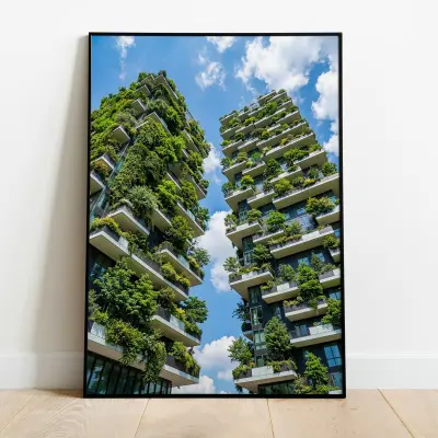 Vertical Forest Skyscrapers Photograph Urban Garden Architecture Print