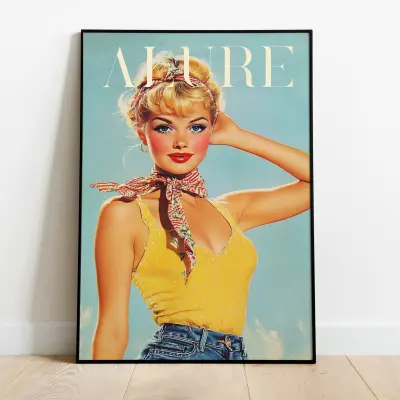 1950s Fashion Magazine Poster Vogue Style Art Print Retro Vintage Wall Decor