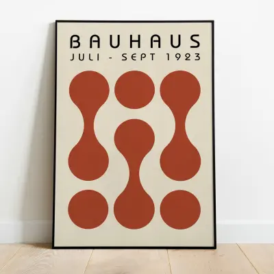 Bauhaus Geometric Poster Mid Century Retro Abstract Brown Digital Download Wabi Sabi Art