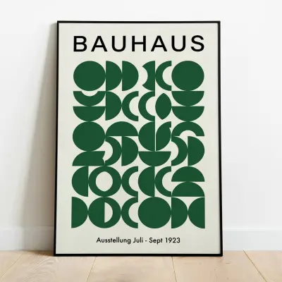 Green Bauhaus Art Print Geometric Mid-Century Modern Poster Abstract Minimalist Design