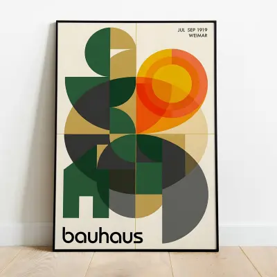 Bauhaus Weimar Exhibition Poster Replica Urban Sun Urban Line De Stijl Abstract Geometric Print