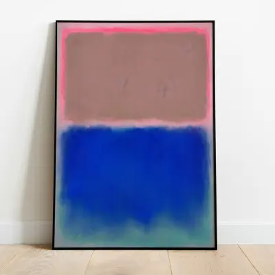Large hot pink and royal blue abstract canvas art, original minimal blue gradient art piece, blue dopamine decor.