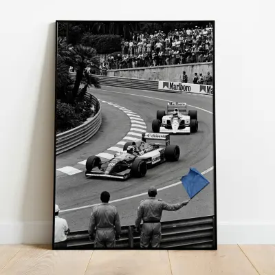 F1 Poster Vintage Black White Photo Schumacher Ferrari Spa Large Format Motorsport Wall Art