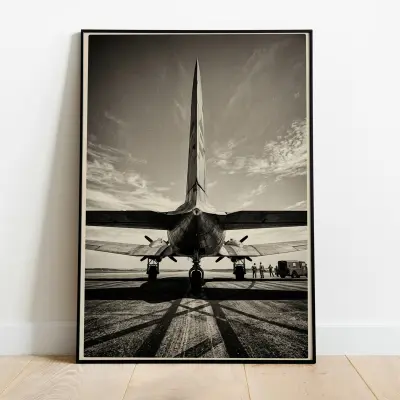 Propeller Plane Tail Photography Print Vintage Aviation Art Black and White