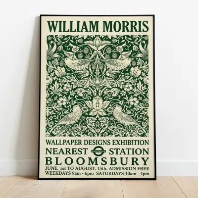William Morris Strawberry Thief Art Exhibition Poster Wallpaper Design Print
