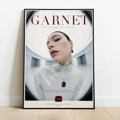 Art Print Garnet Birthstone Jewelry Motif Wall Art Illustration