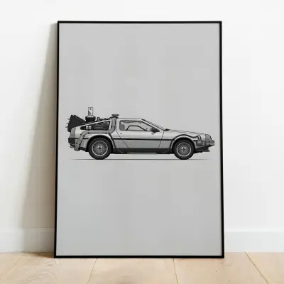 Poster DeLorean Time Machine Side Profile Back to the Future Car Illustration