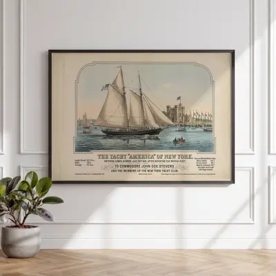 Currier & Ives Art Print Schooner Yacht America Victory Cowes 1851 Lithograph