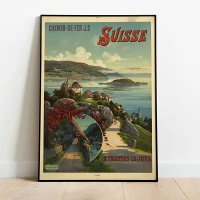 Switzerland Wall Art Alp Mountains Jura Motif Nostalgic Travel Art Print