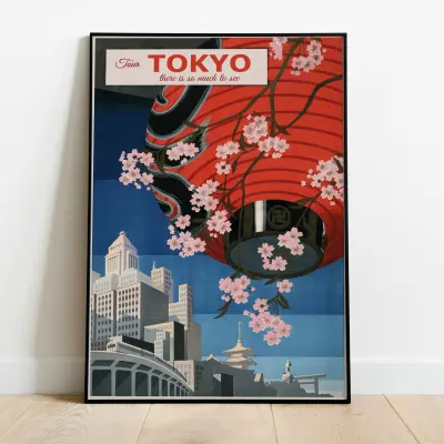 Tokyo Travel Poster Japan Cityscape Print Retro Art Wall Decor Vintage Travel Art Print
