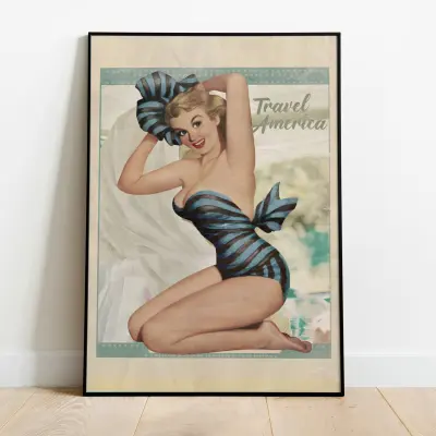 Poster American Travel Illustration 50s 60s Pin-Up