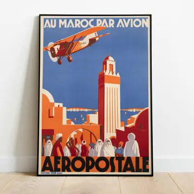 Poster Morocco Aviation Vintage Travel Poster Art Print 1928 Flying