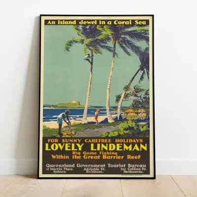 Island Jewel Art Print Poster in Coral Sea Motif