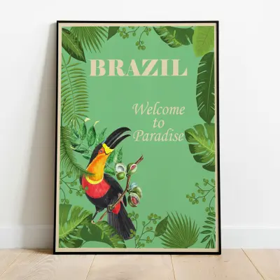 Travel Poster Brazil Adventure Print Wall Art Illustration