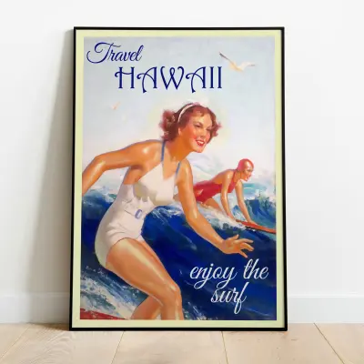 Hawaii Travel Poster Aloha Beach Motif Art Print