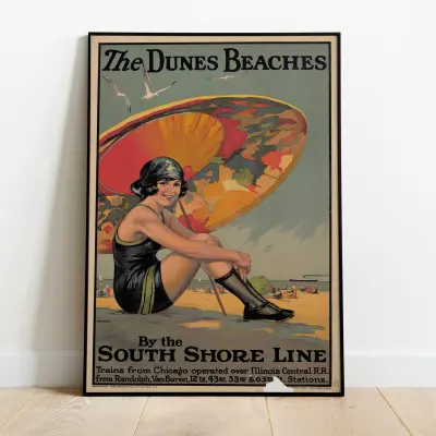 Indiana Dunes Vintage Travel Poster Art Print