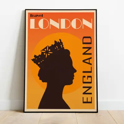 Poster London England Vintage Travel Art Print Big Ben Skyline Cityscape