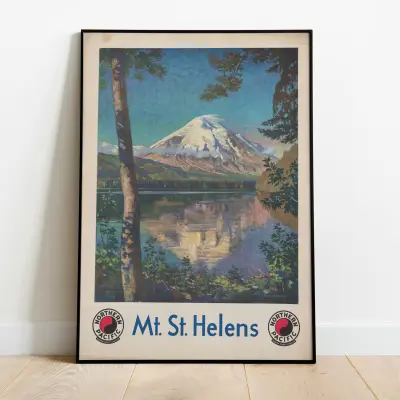 Mount St Helens Travel Poster Art Print Washington Nature Landscape Decor